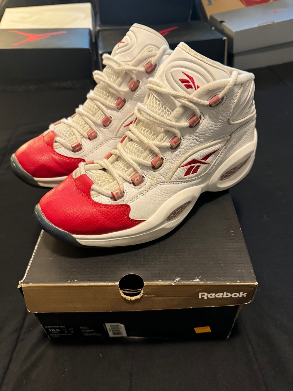 Reebok Question Mid White/Red Mens Size 10.5
